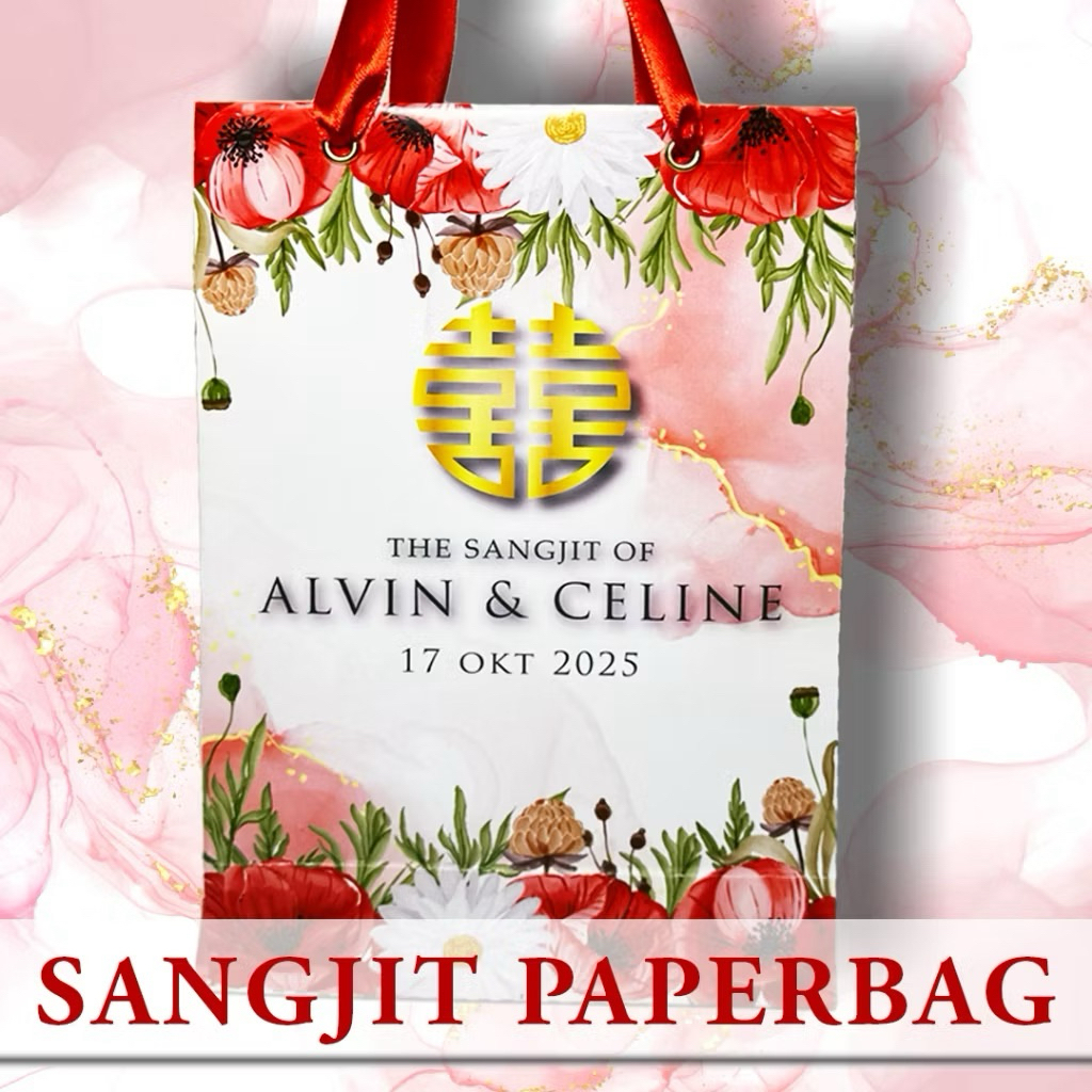 Paper Bag - Paperbag Sangjit / Wedding Souvenir Box (Custom Nama)