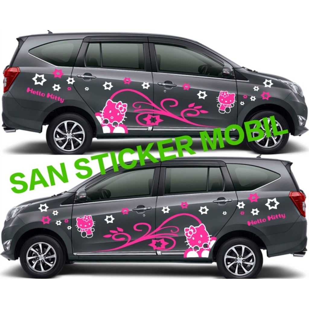 0011 cutting sticker motif hello Kitty untuk mobil Sigra Calya bisa