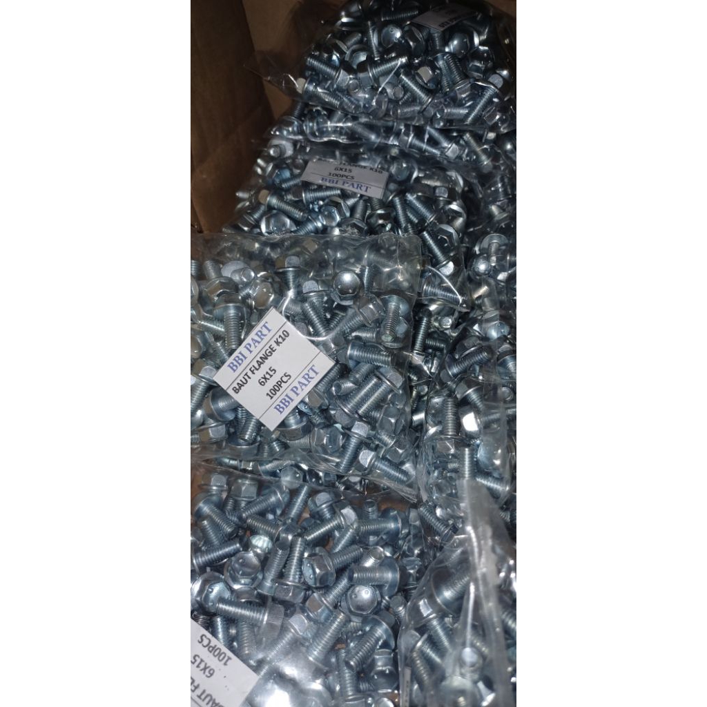 baut flang 6x15putih baut topi 10 panjang 1,5cm isi 100pcs