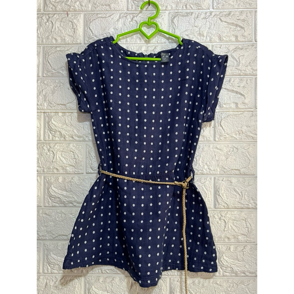 Original Dress Zara kids Anak Perempuan polkadot biru dongker putih Preloved