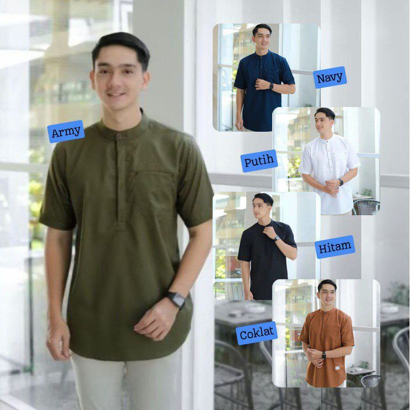 Baju koko Pria Dewasa Terbaru Baju Koko Kurta Lengan Pendek Kain Katun