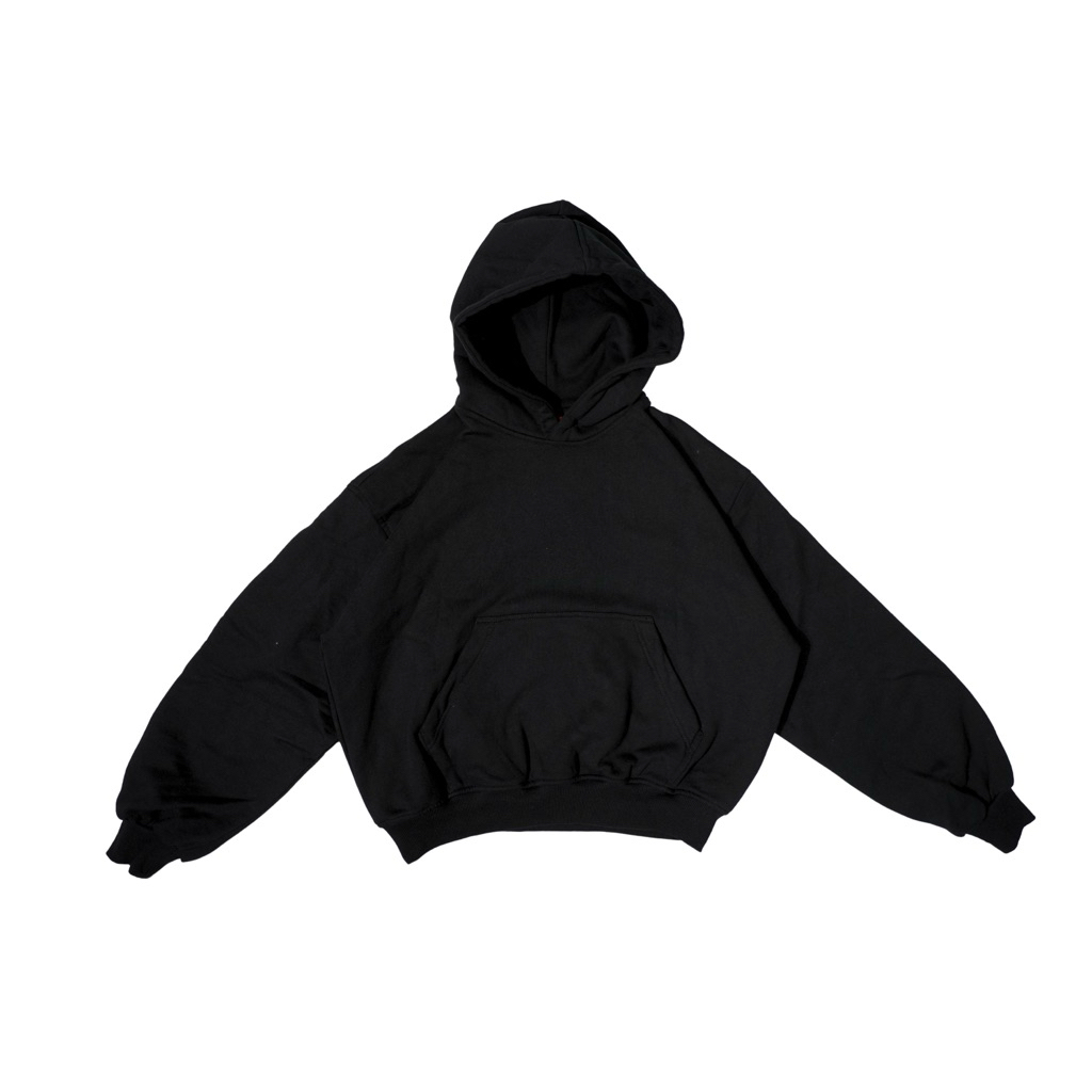 Hoodie Boxy Hitam Polos 330 GSM - NORYTH.CO