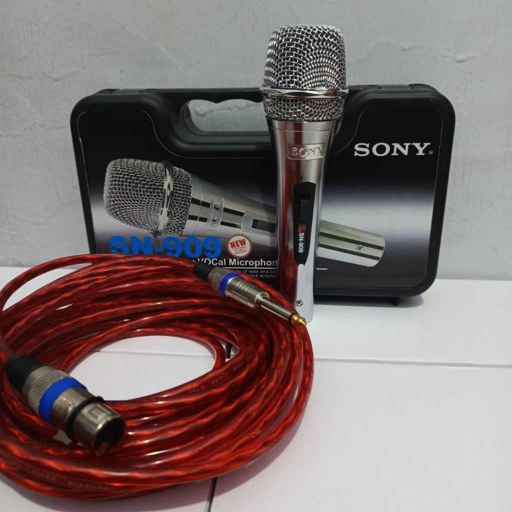 MIKROFON SONY, KABEL 10 METER,kabel warna rondom FUUL BESI ,MIK VOCAL