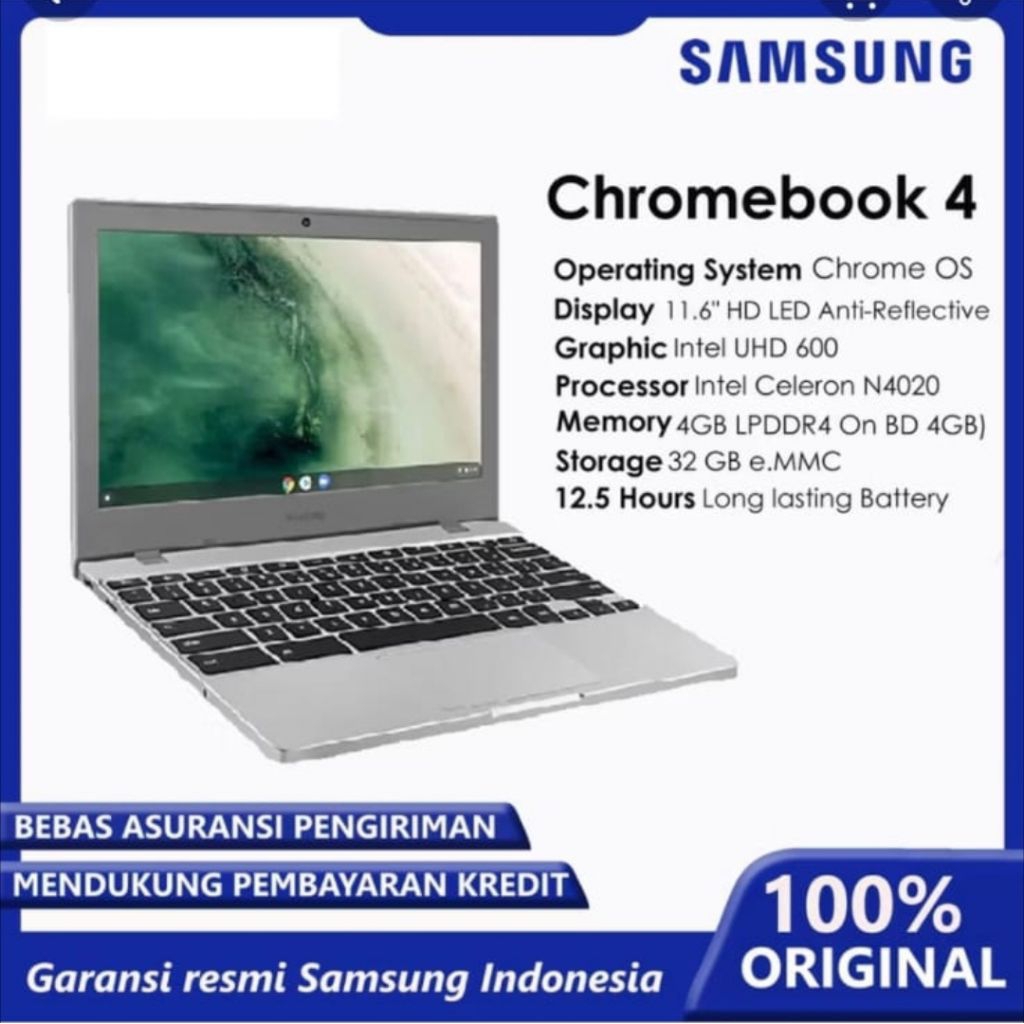 Chromebook Samsung 4 - Intel Celeron N4020 - Like New - Bekas Sekali Pakai