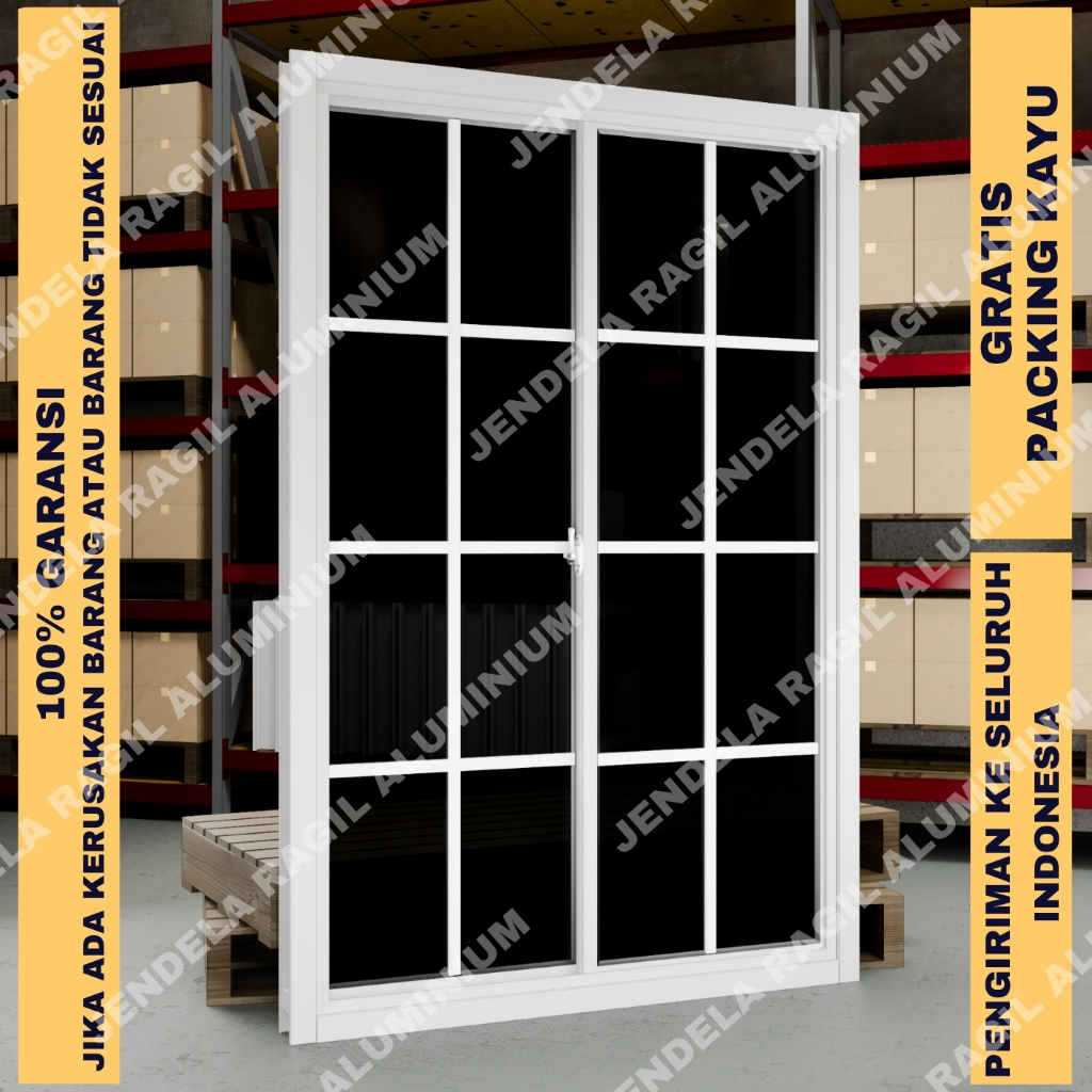 Custom Jendela Aluminium Sliding Ornamen Kusen 4 Inch (Tinggi x Panjang) 160x160 Cm