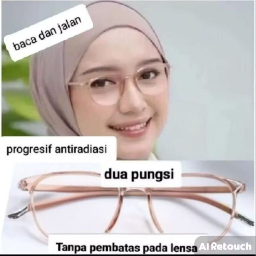 kacamata TR lentur kode 5004 (PROGRESIF BACA DAN JALAN) lensa antiradiasi.photocromic.blucromic