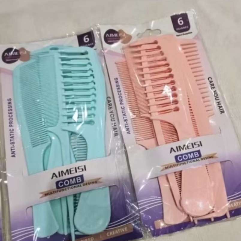 Sisir Rambut  Set Lengkap  ( isi 6 )Sisir Salon Hair Comb  Alat Kecantikan Rambut