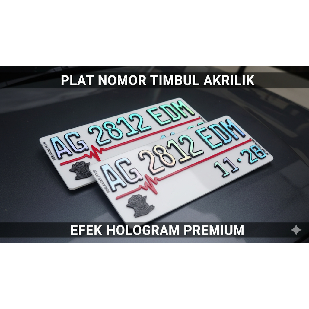 Plat Nomor Timbul Akrilik Custom Hologram | Plat Nomor Mobil Motor Premium