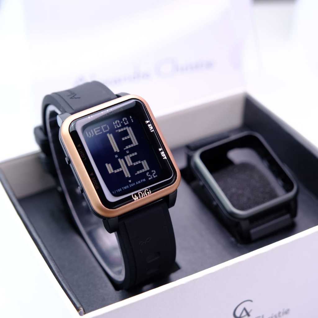 JAM TANGAN WANITA ALEXANDRE CHRISTIE/ALEXANDER CHRISTIE WANITA AC9344 ROSEGOLD BLACK DIGITAL +TALI