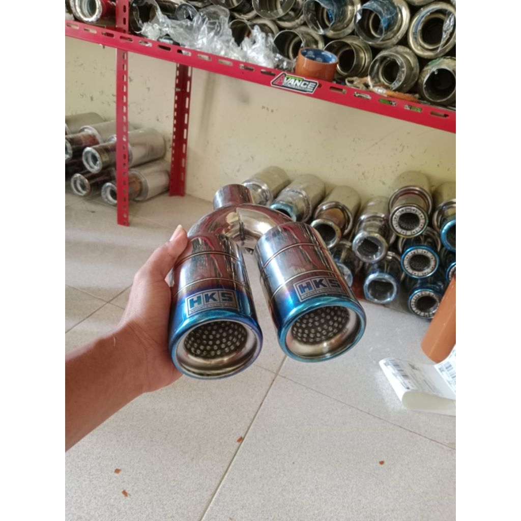 TERLARIS KNALPOT MOBIL RACING CABANG DUA BLUE MON SUARA BASS ADEM BULET EMPUK STENLIS STEEL
