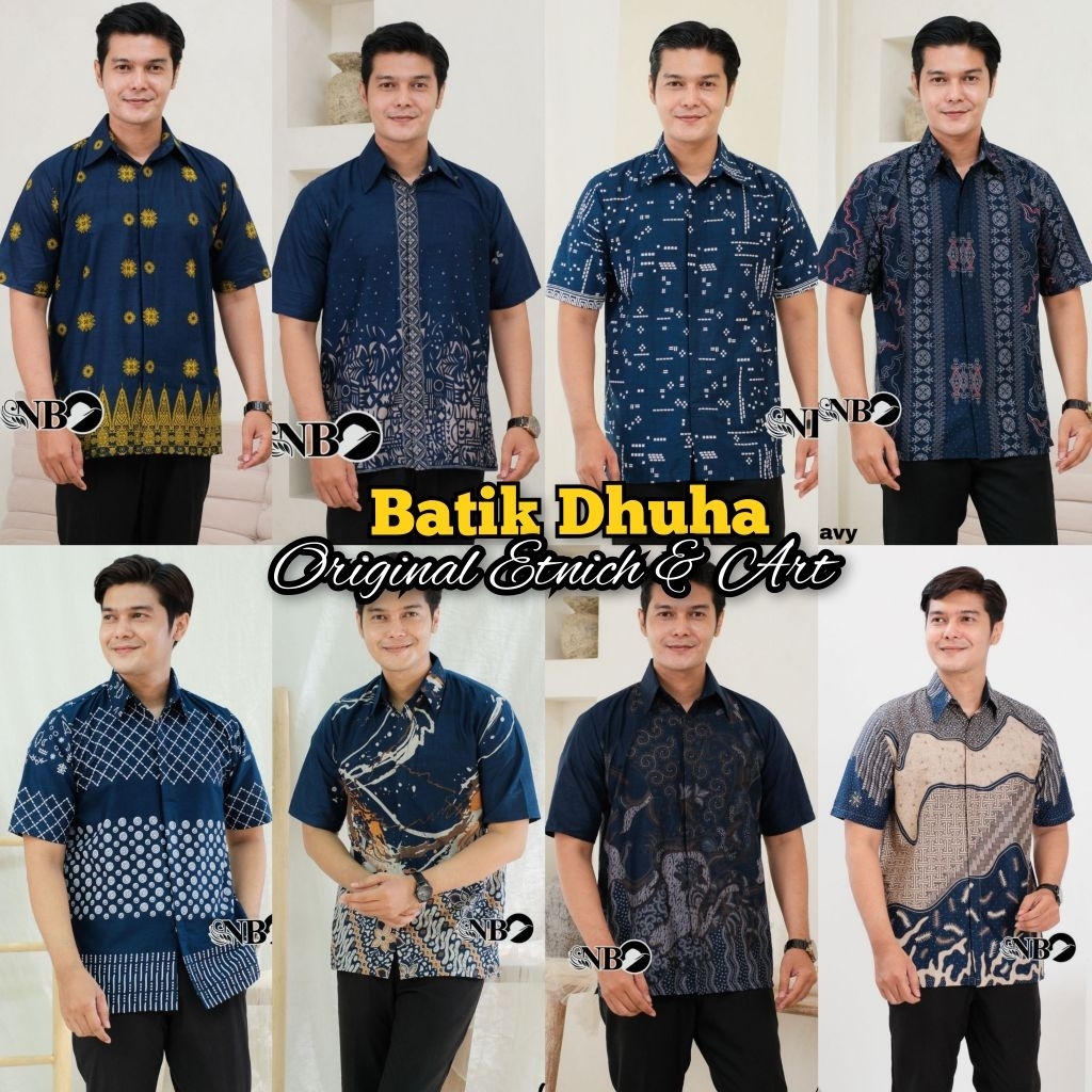 HEM BATIK PRIA WARNA BIRU NAVY / BATIK LENGAN PENDEK WARNA NAVY BIRU BATIK ABG