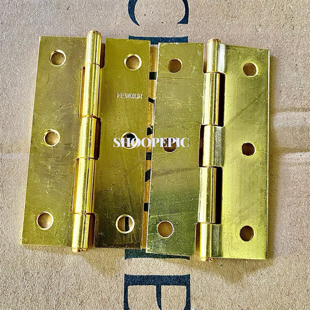 Engsel kuning emas Baut 3 Inch Lemari Kecil Tebal 1,1 mm Gold 3,7 x 7 cm Kicenset Etalase 6 rusuk