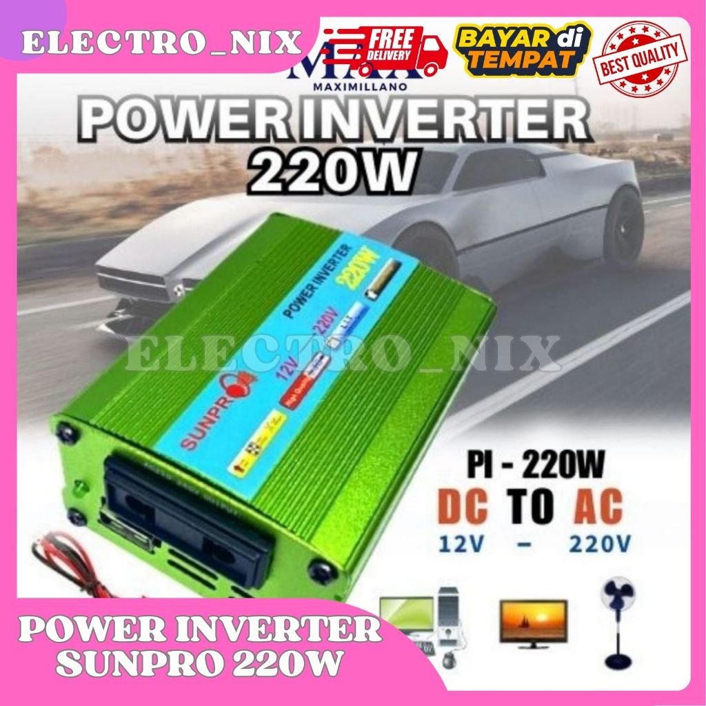 BISA COD - INVERTER SUNPRO 220W PENGUBAH DAYA ARUS DC ke AC