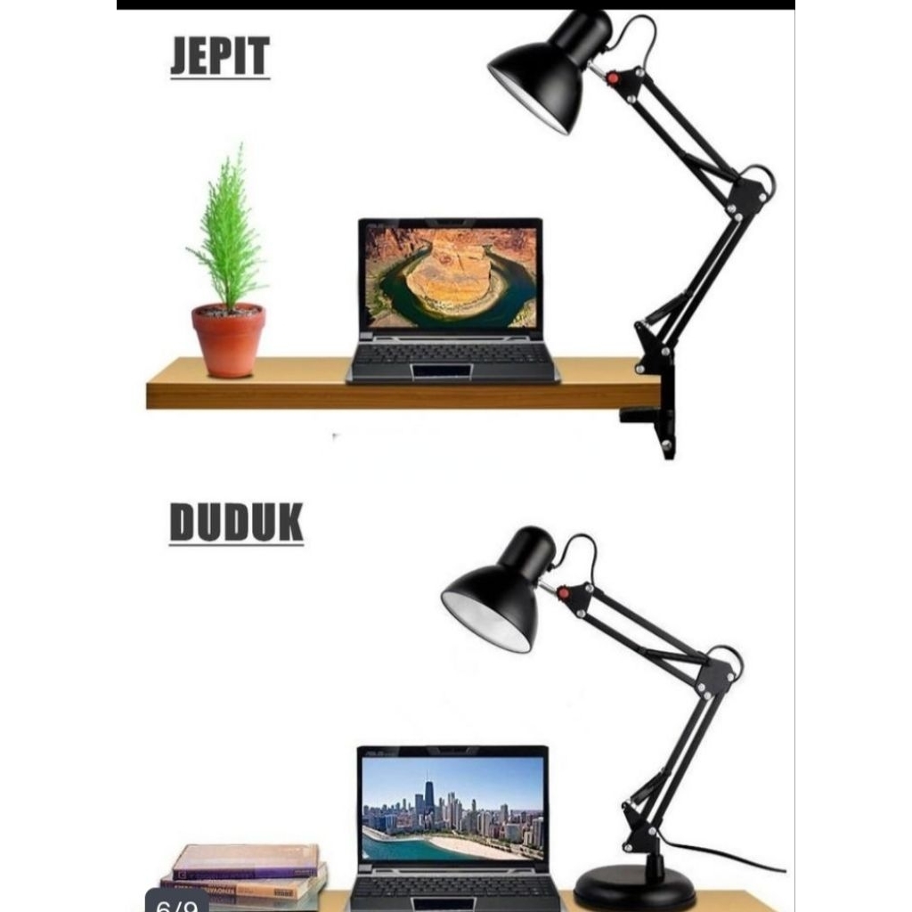 Lampu belajar arsitek /lampu kerja desk lamp/ tiang lampu meja+jepit