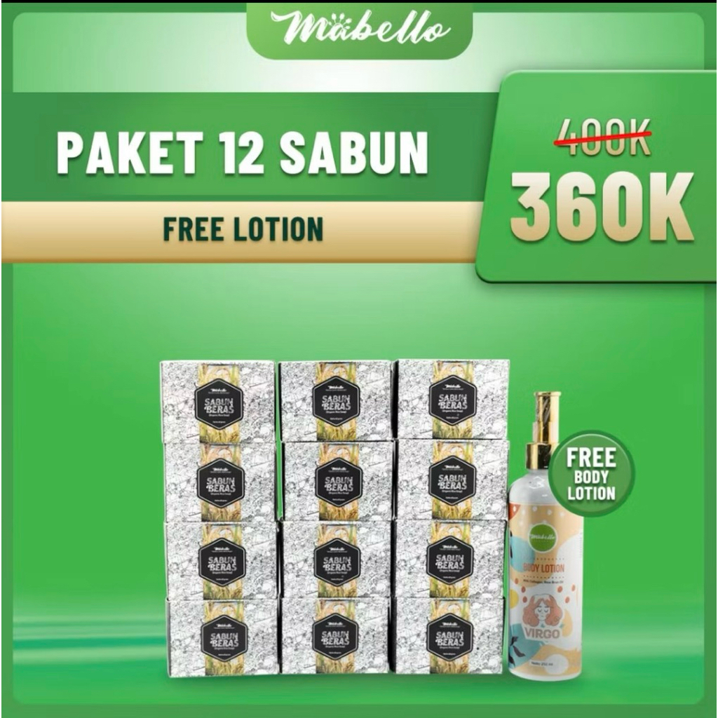 Mabello Paket Usaha / Lulur Bedda Lotong Mabello / Sabun Beras Hitam Mabello / Body Lotion Mabello /