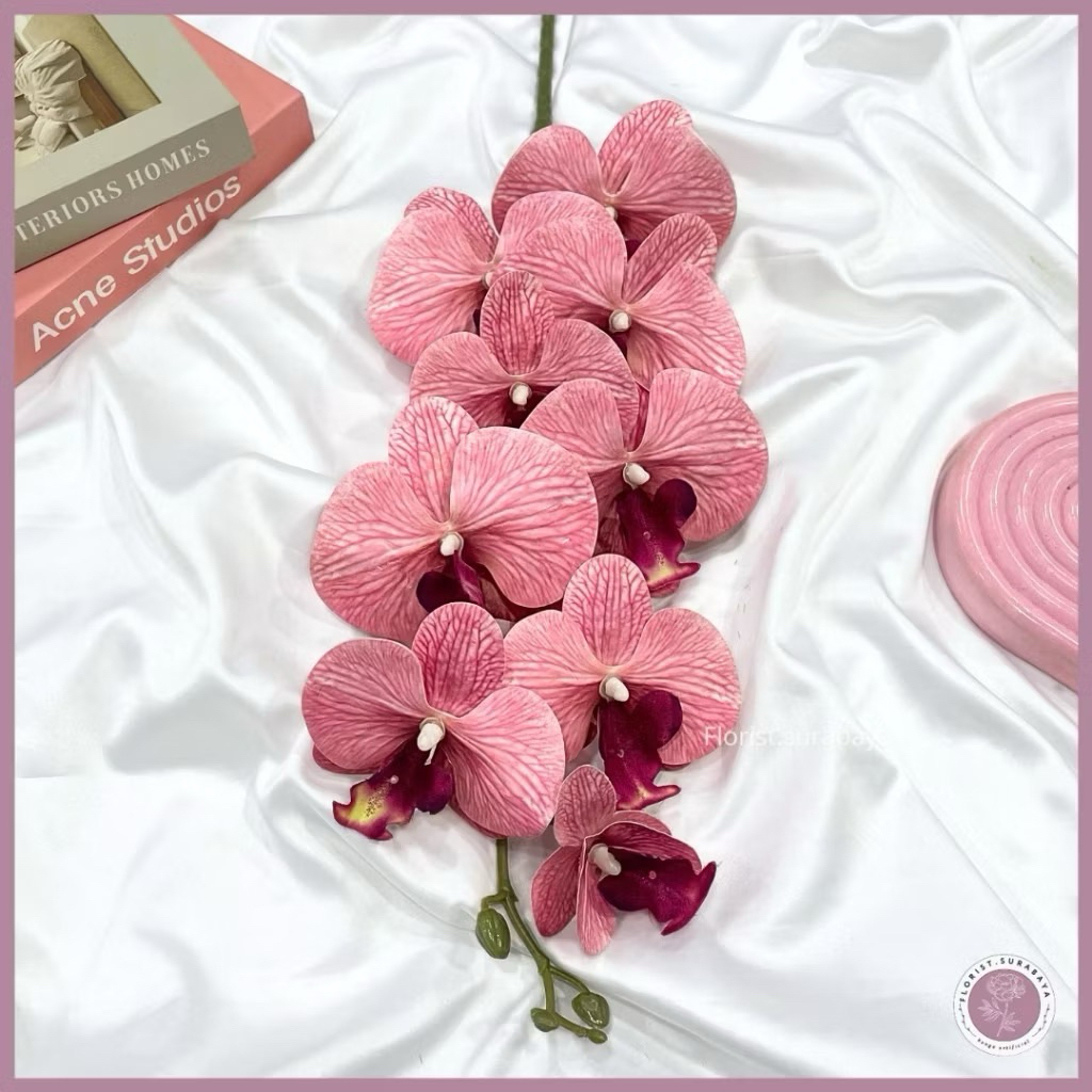 Bunga Anggrek Bulan Latex X9 Premium Artificial Bunga Dekorasi Wedding Anggrek Orchid Palsu
