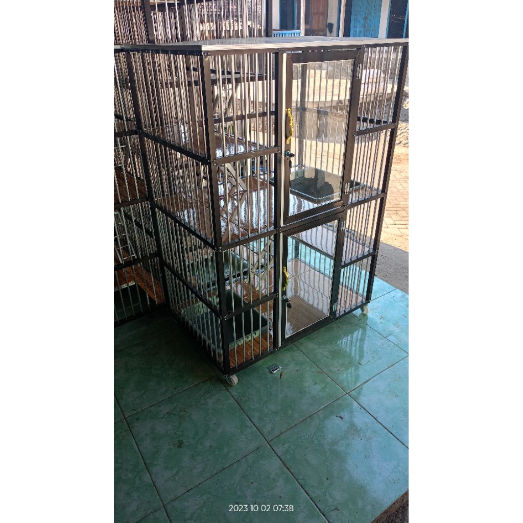 kandang kucing alumunium 2 pintu ukuran P90xL60xT120