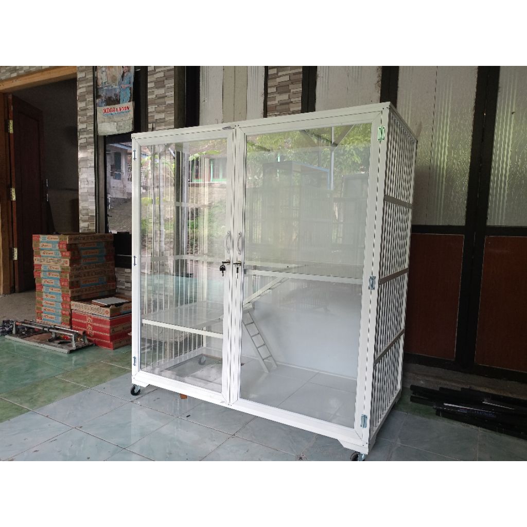 kandang kucing alumunium super jumbo ukuran P120 L60 T120