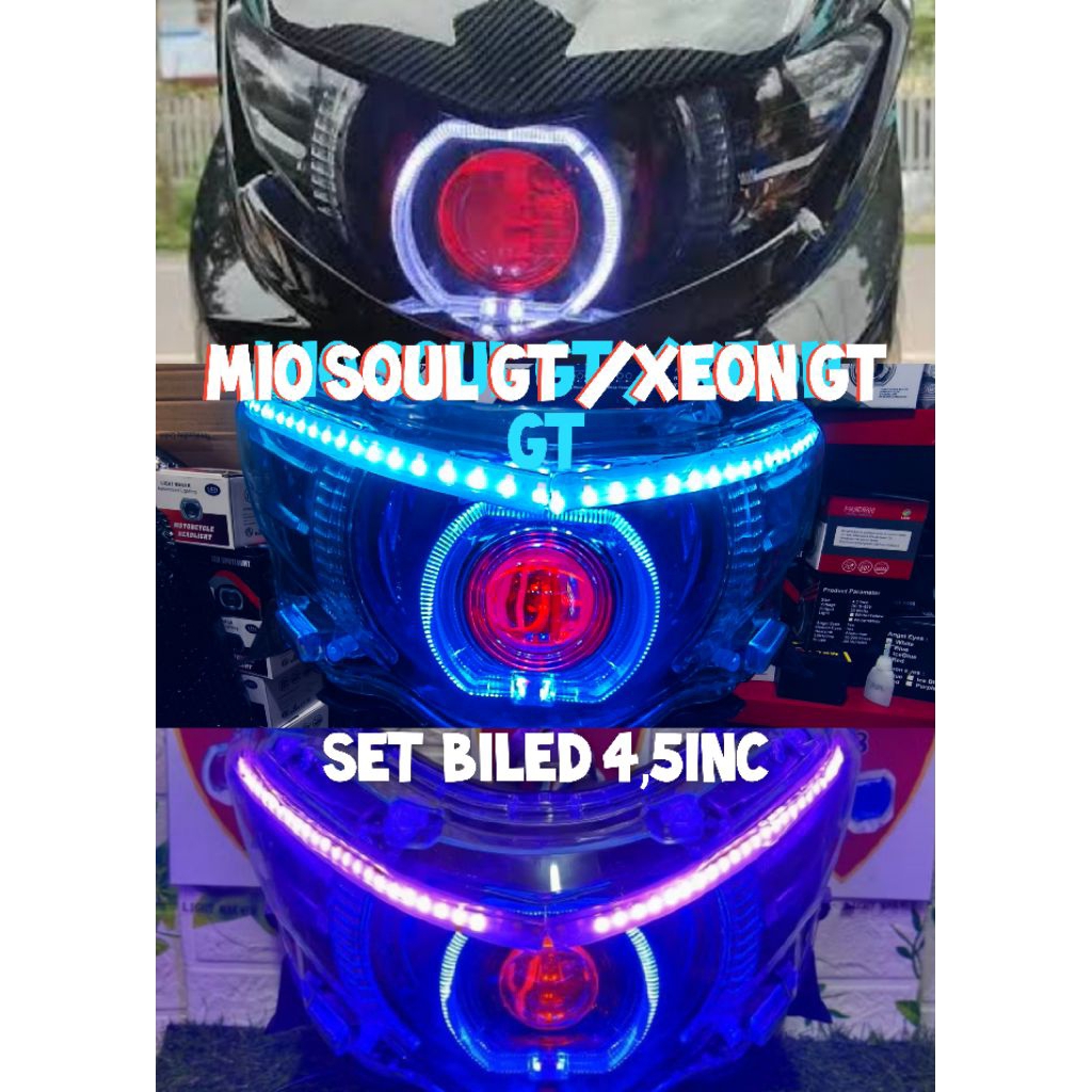 reflektor Mio soul GT custom lampu ukuran 4,5inc plus alis raning