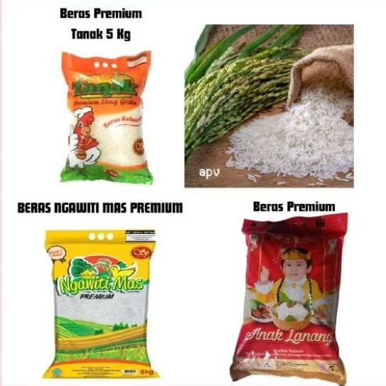 beras super kemasan 5 kg beras premium Tanak/ngawiti mas/ikan koki hoki/anak lanang beras kemasan 5 