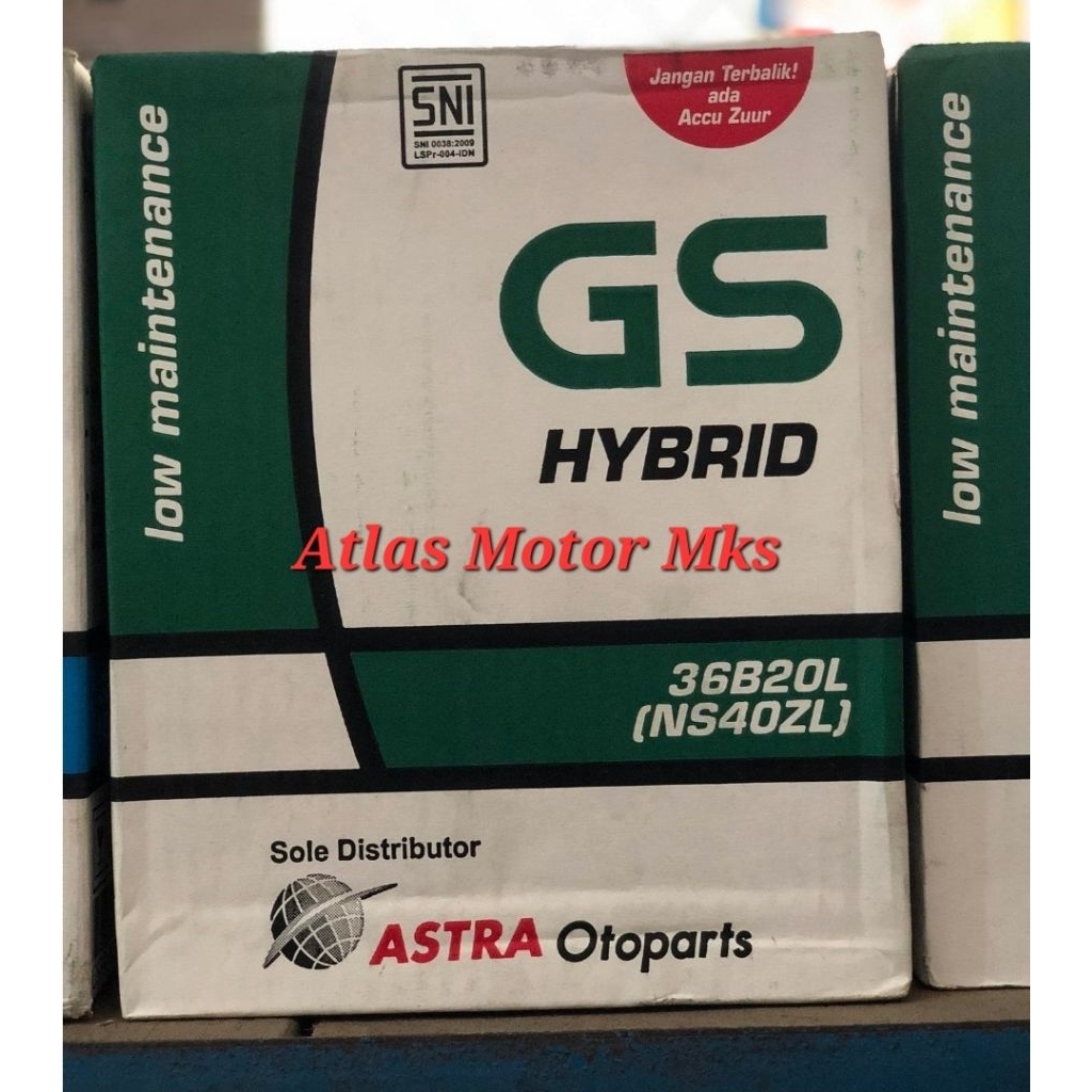 [1PC][36B20L] ACCU AKI GS ASTRA HYBRID NS40ZL 12V-35Ah MOBIL MOBILIO / BRIO / JAZZ / AGYA / AYLA / C