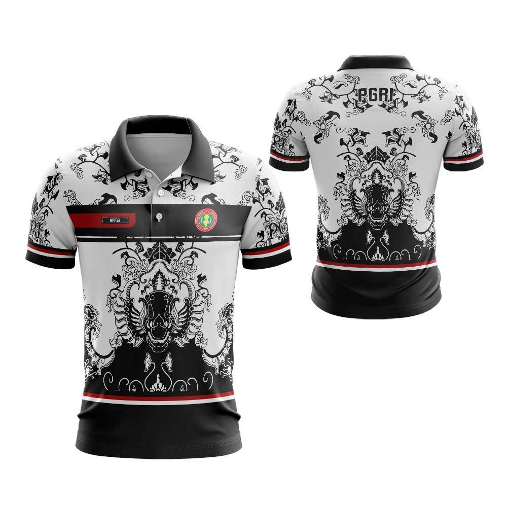 Kaos Wanki Batik PGRI Pria Jersey Berkerah PGRI Baju Olahraga PGRI Seragam Guru PGRI Bisa Pake Nama