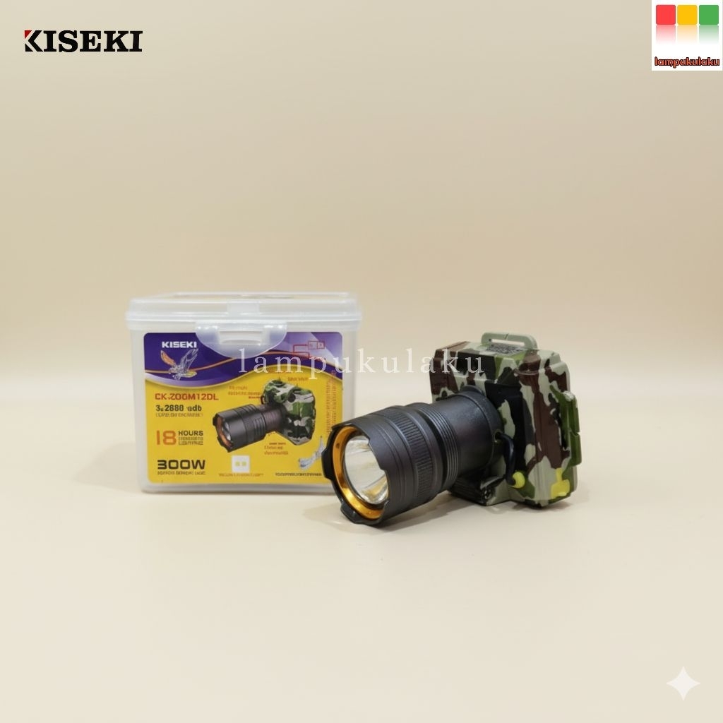 Senter Kepala Headlamp 300W Dual Color Kiseki CK-ZOOM12DL