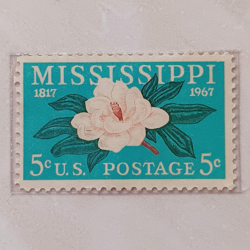 (AD) Perangko Amerika Serikat 1967 Statehood Mississippi - 150 Years Mississippi Statehood, Magnolia
