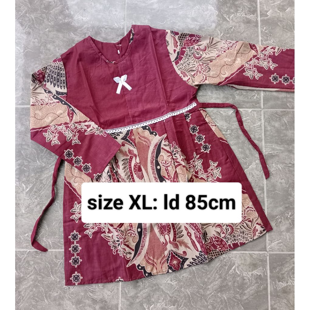 blouse atasan batik anak perempuan SD usia 6-12 tahun lengan panjang adem menyerap keringat