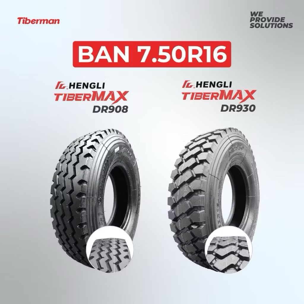 Ban Truk 750 R 16 / 7.50R16 Kawat Hengli TiberMAX SET (Ban Dalam & Flap)