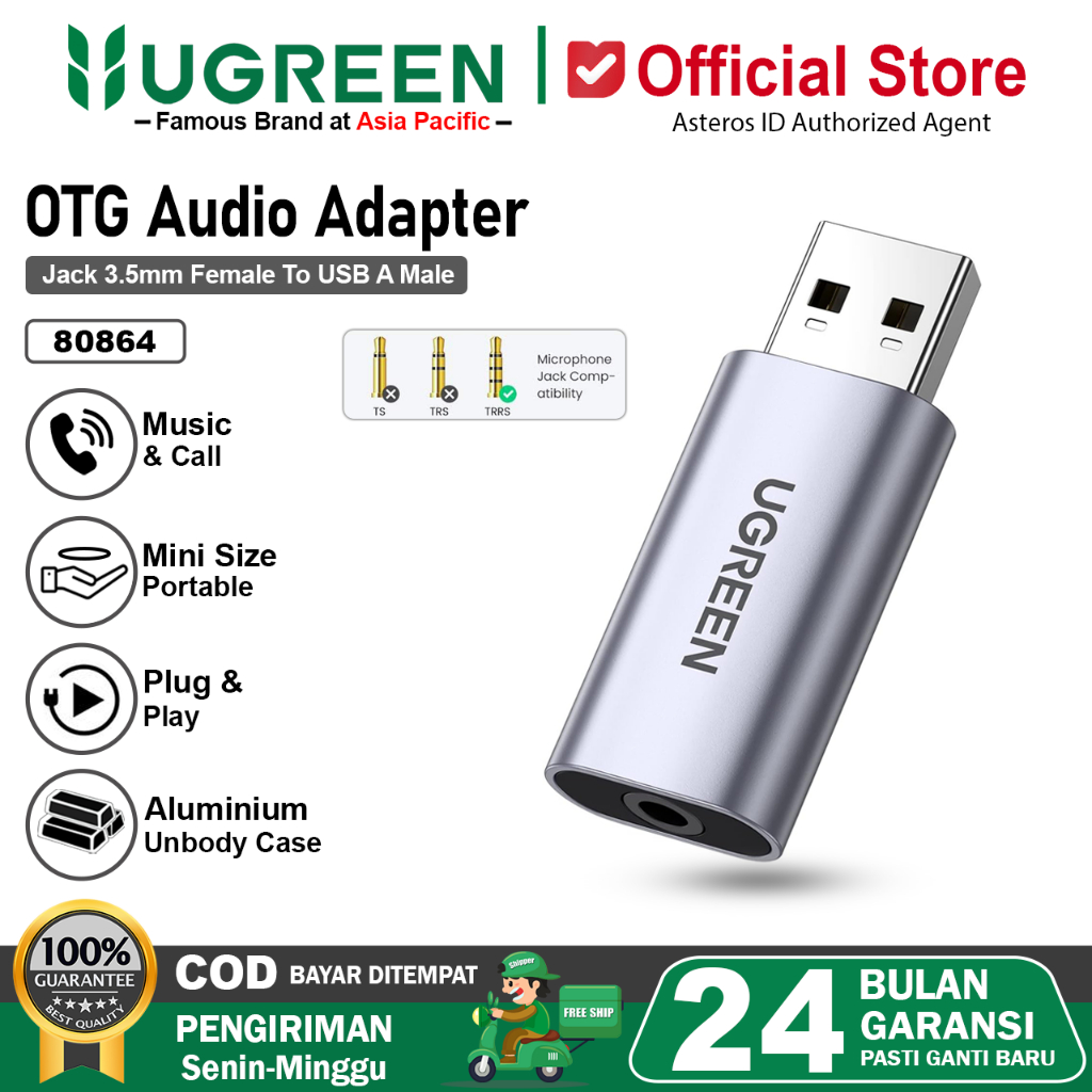 UGREEN Sound Card External Usb 2.0 Stereo Ugreen Usb Soundcard 80864