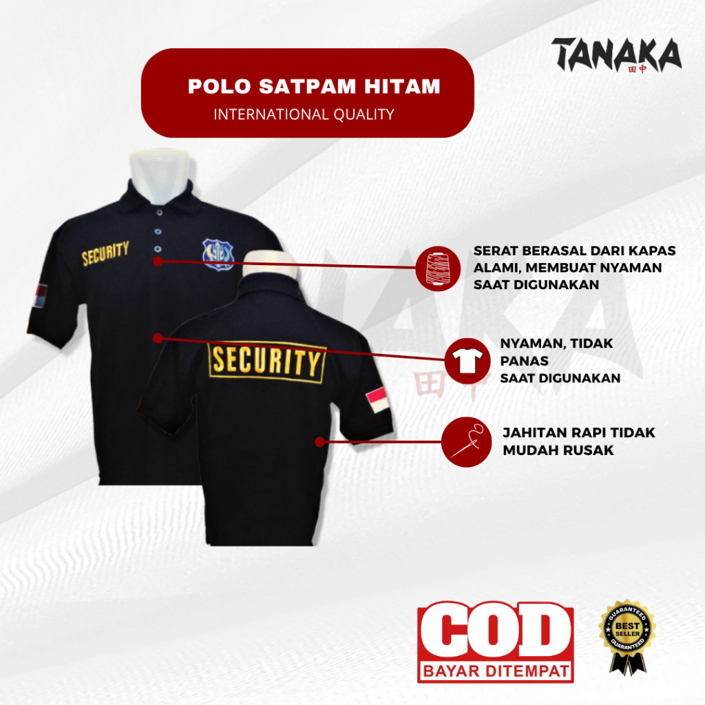 Baju Polo Satpam Security Hitam || Seragam Baju Polo Security || Polo Satpam || Polo Satpam Hitam