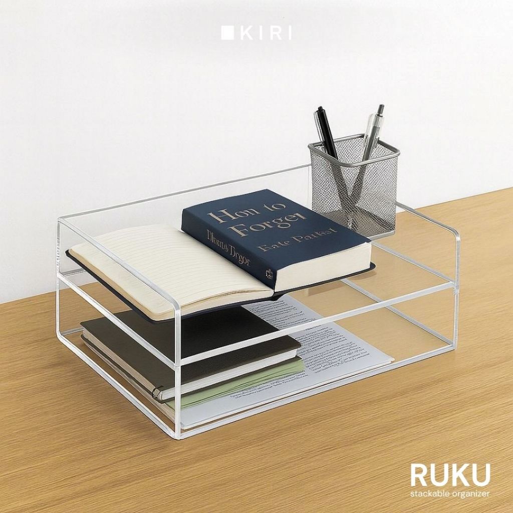 Rak Tumpuk Akrilik | Organizer Meja Transparan | Wadah Kotak Kosmetik Skincare Makeup Parfum