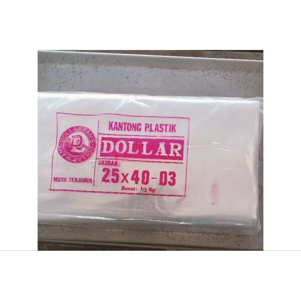 Plastik Dollar 03 ukuran 17x35 03 sampai 25x45 03 isi 500 gram ( 1 pak )