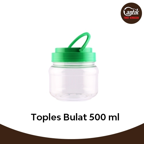 TOPLES JAR PLASTIK BULAT 500ML (500gr) + TUTUP TOPLES PLASTIK ISI 28 PCS