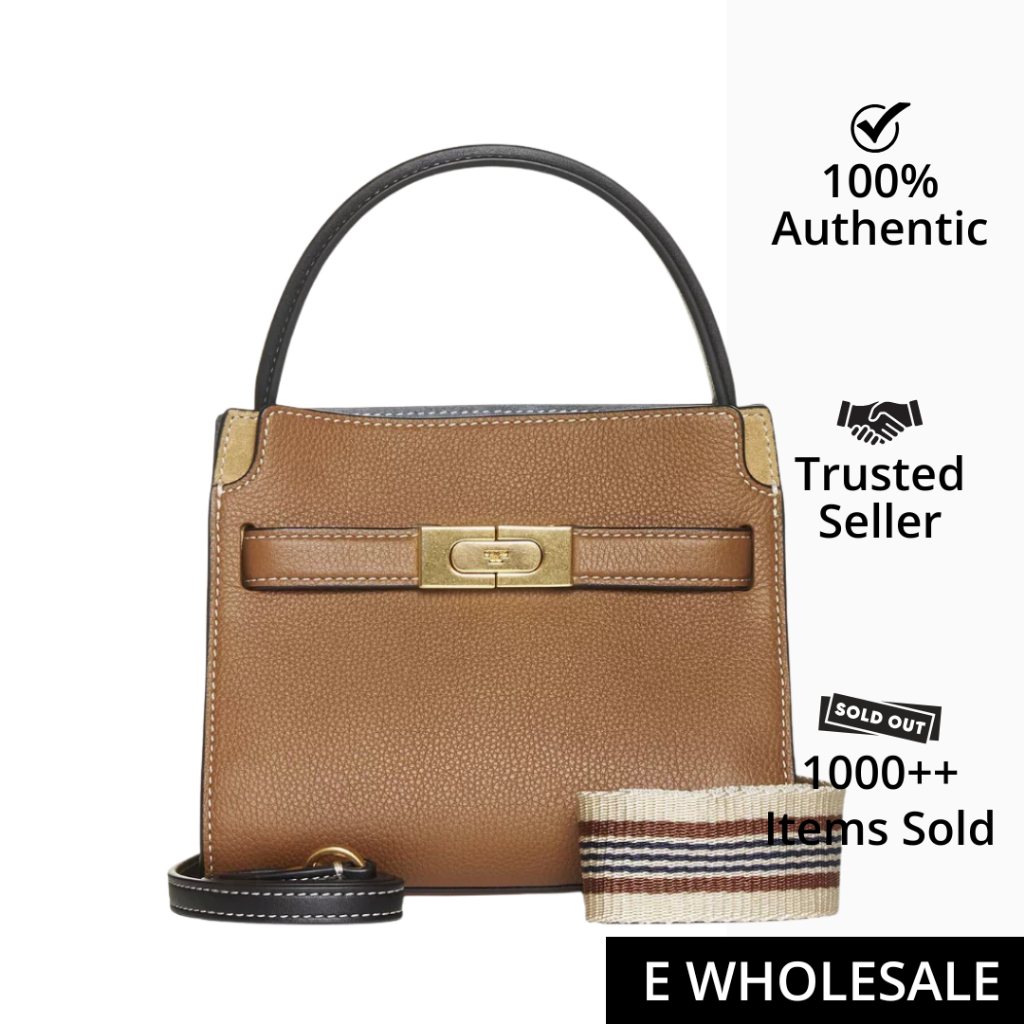 Tory Burch Lee Radziwill Petite Double Leather Bag In Tiger’s Eye Moose