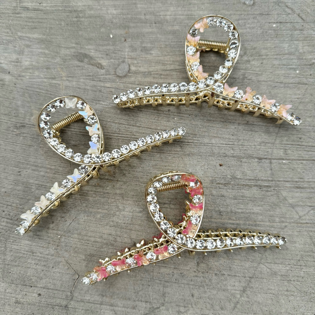 Cortez Jepitan Rambut Besar Mewah Untuk Rambut Tebal Ornamen Kristal