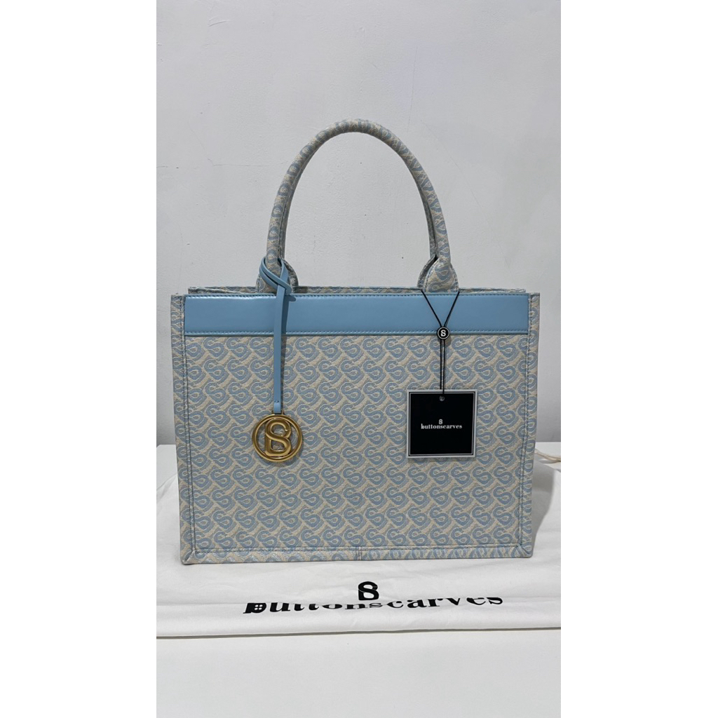 Tas ButtonScarves Bimu Jacquard Tote Bag Large - Skyway