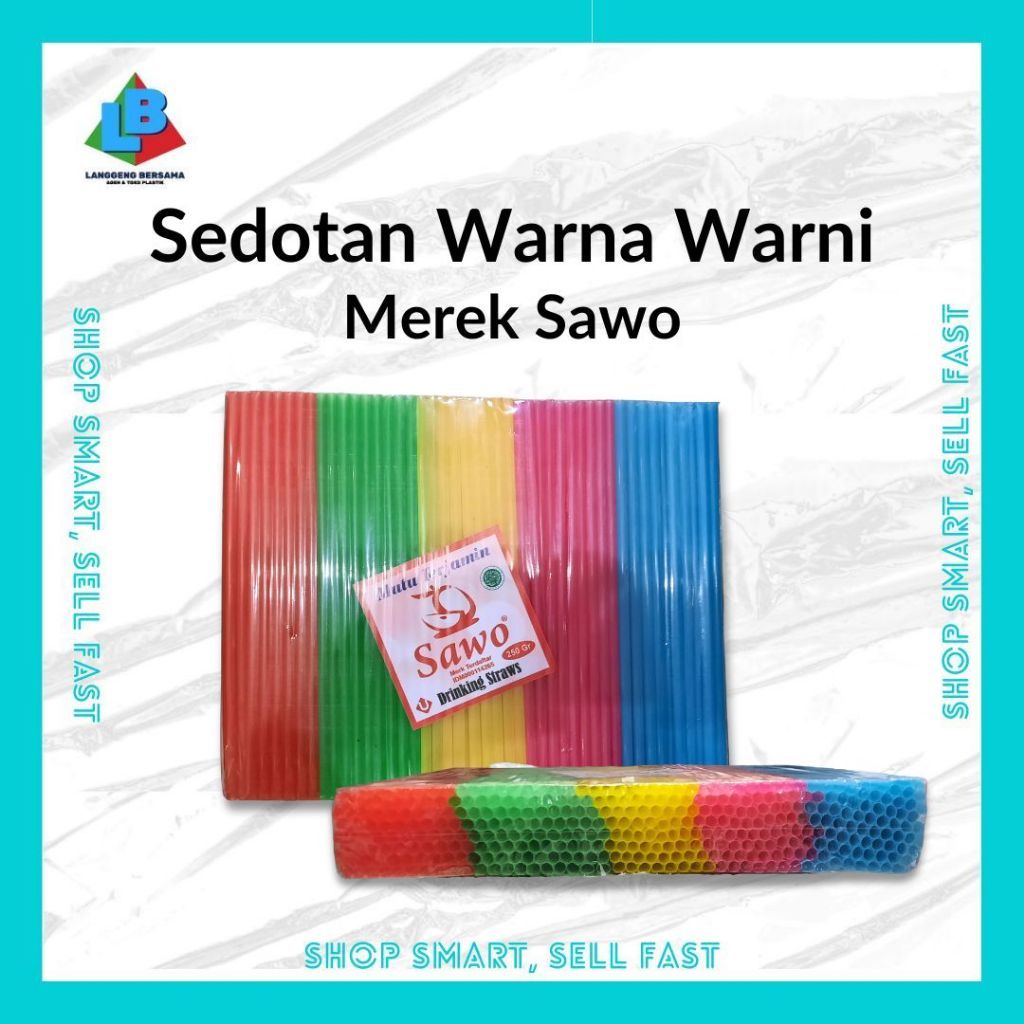 Sawo Sedotan Kombinasi Warna Warni Cap Sawo 6mm - Produk Unik dengan Gambar