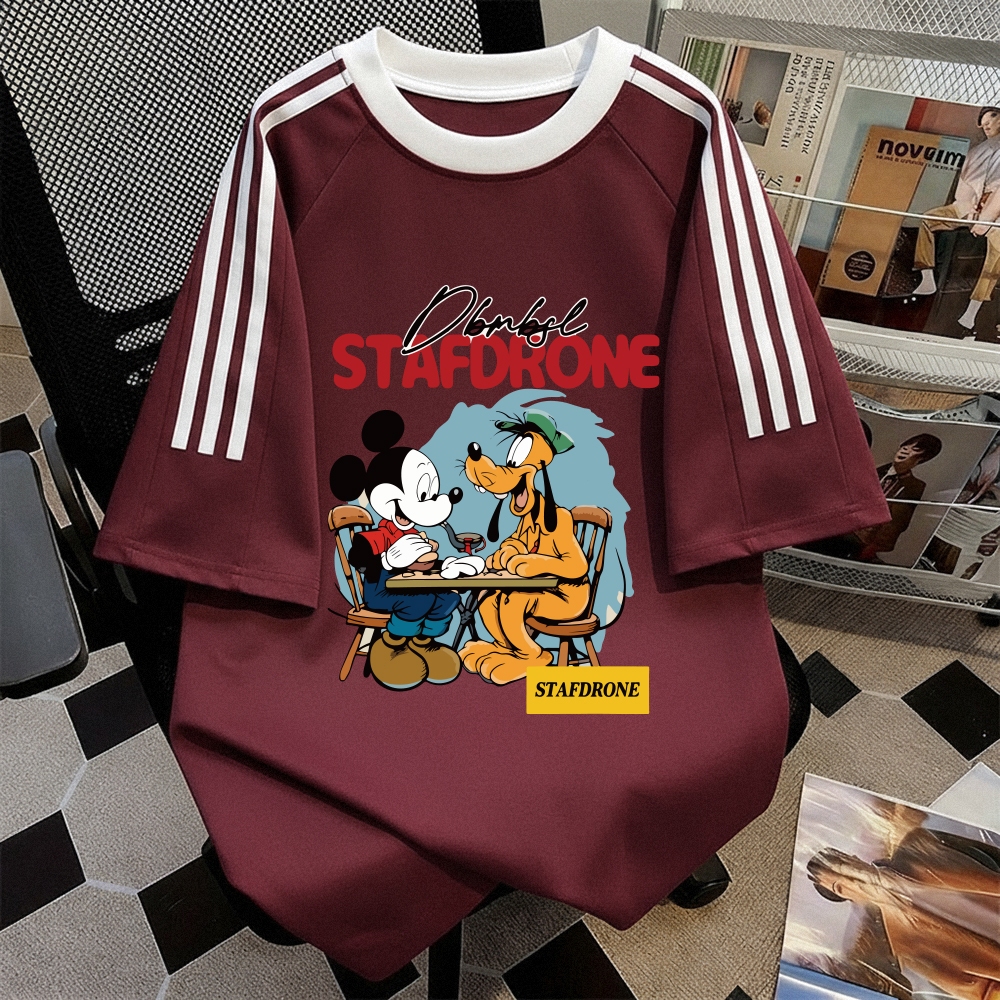 Naomifashion - Kaos couple pasangan terbaru 2025 | Kaos sablon mickey lucu | Desain lengan raglan | 