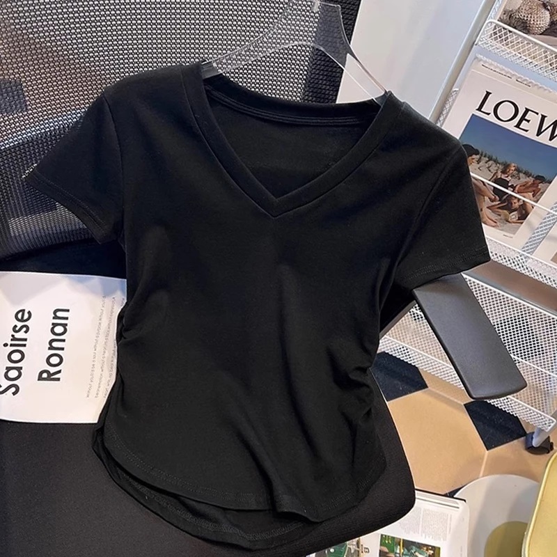 kaos crop polos wanita / kaos crop wanita korea / Peregangan kaos ketat / crop top ld 130