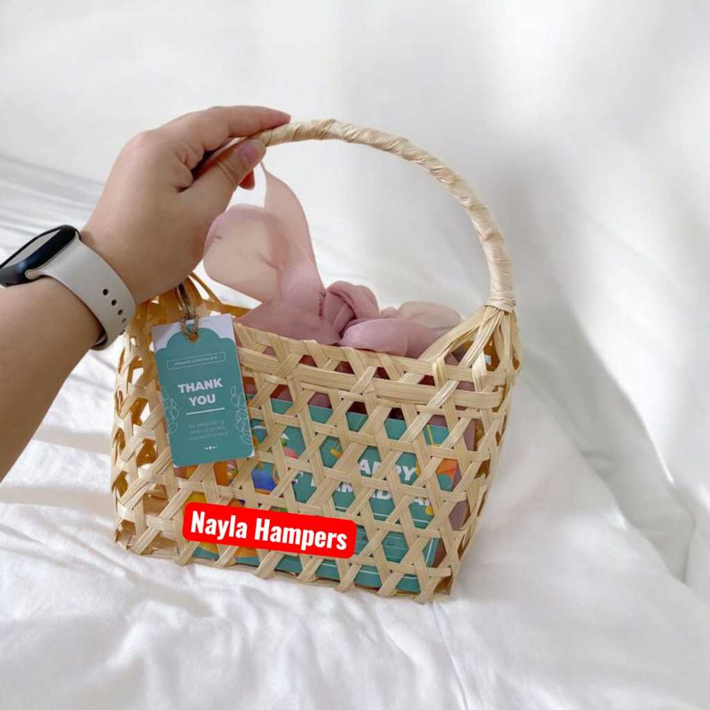 Nayla Hampers keranjang anyaman bambu parcel / keranjang parcel imlek tahun baru tas keranjang natal