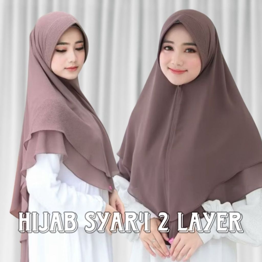 KHIMAR OVAL JERSEY INSTAN/JILBAB JUMBO I 2 LAYER HIJAB JERSEY /HIJAB INSTANT ANTI TEMBEM