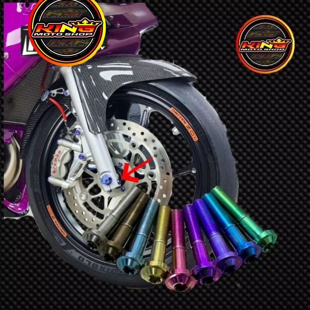 baut shock depan ninja r rr ss titanium 1 biji
