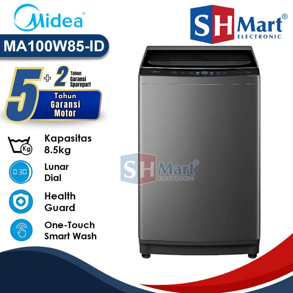 MESIN CUCI 1 TABUNG MIDEA 7,5 KG MAW100W75 / 8,5 KG MA100W85 / 9,5 KG MA100W95 GARANSI RESMI
