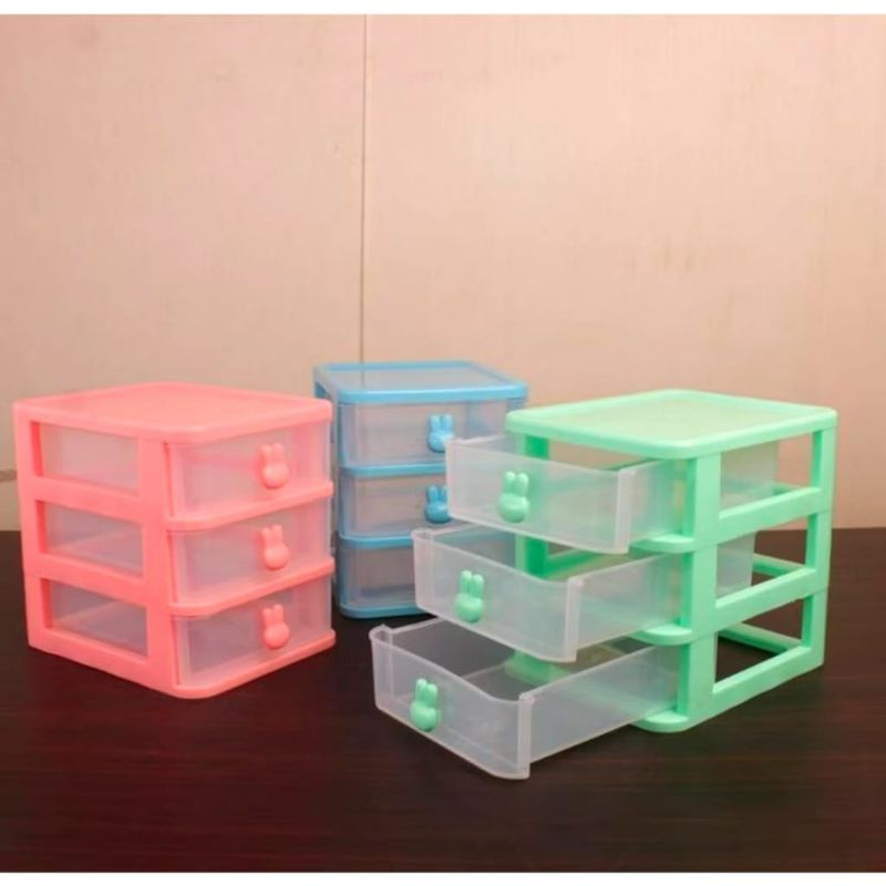 (WM) Laci Mini Rabbit Susun 3 / Laci Mini Plastik / Tempat Alat Tulis Plastik