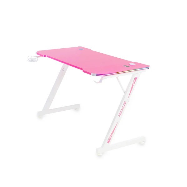 Rexus Gaming Desk DIRA 122 V2 RGB Lighting Meja Gaming RGB WHITE PINK