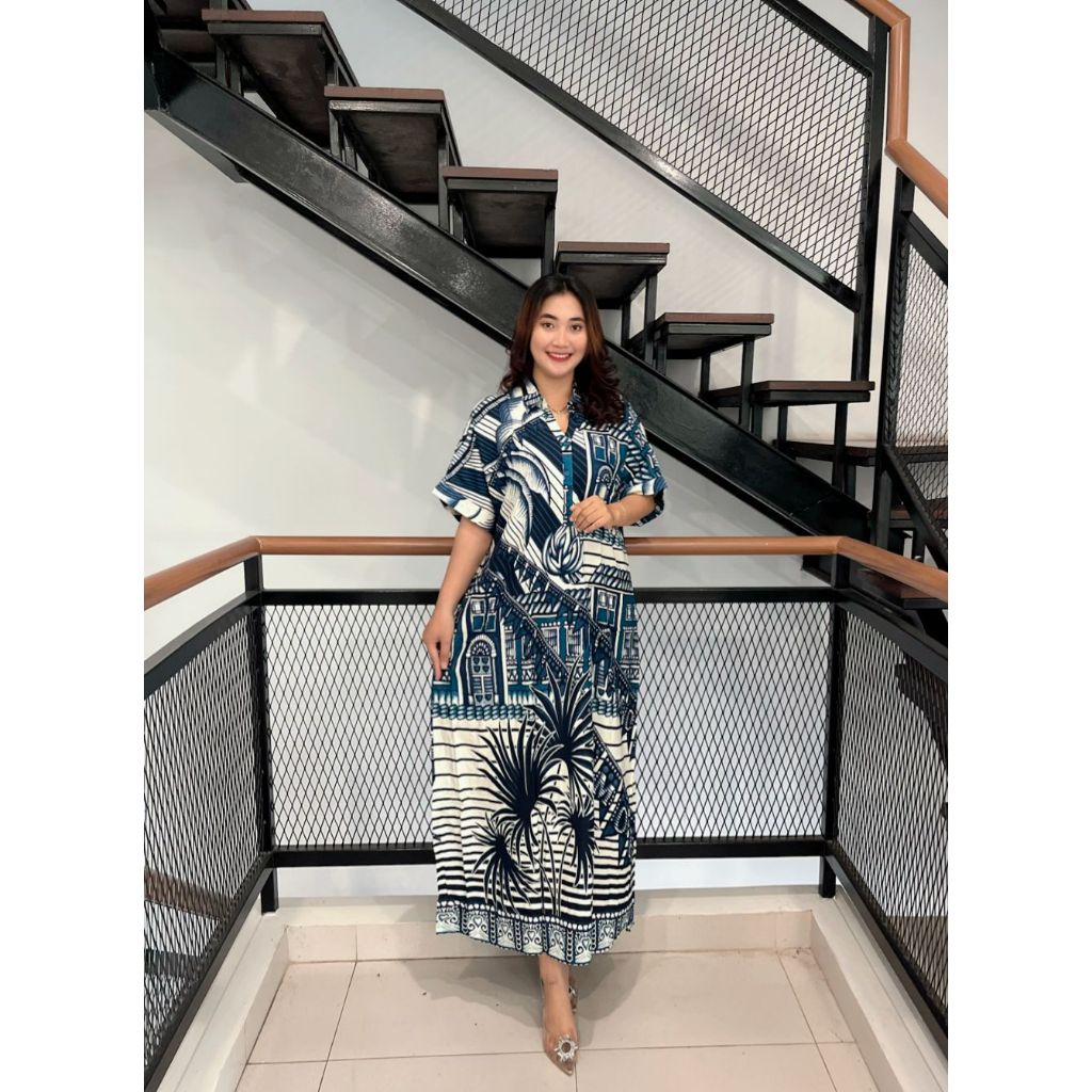 Kartika Batik TR 2081 Longdress Ismaya Daster Rayon Lengan Pendek