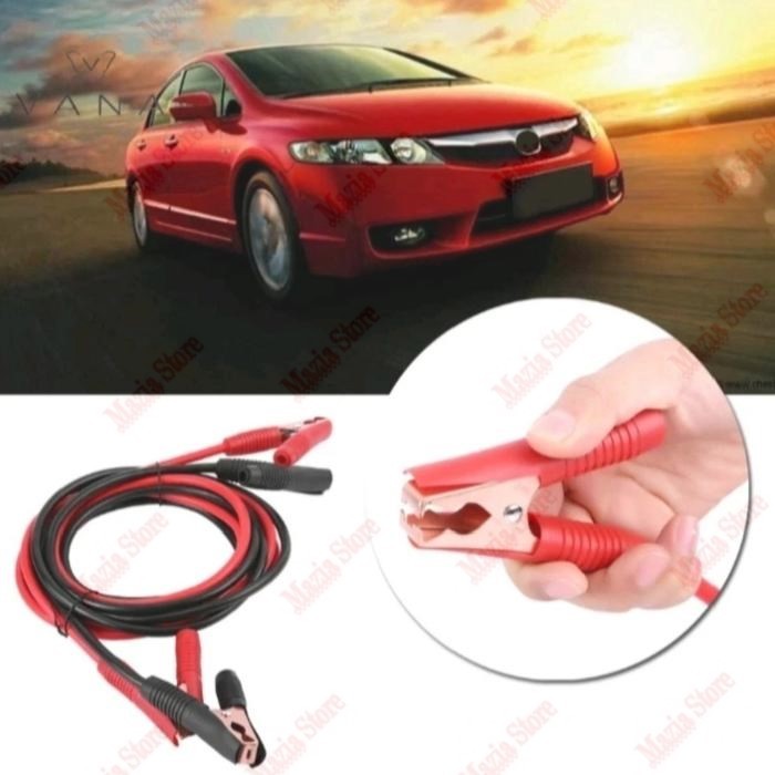 Kabel Jumper Cas Aki Mobil Cable Battery Booster Accu Jump Starter 4M - Black/Red 2.000 A Jember Cha