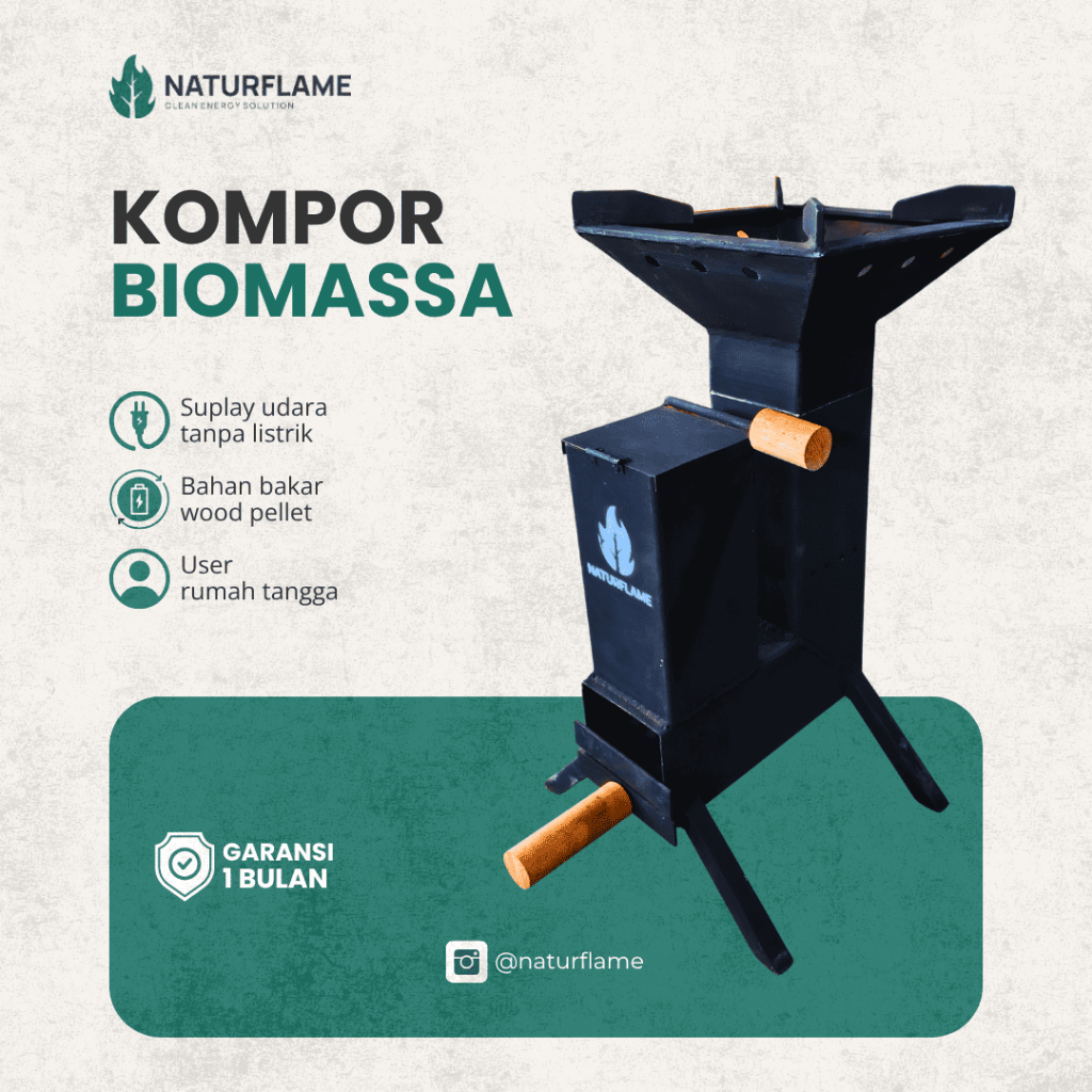 Kompor Biomassa Naturflame untuk Rumah Tangga - Bahan Bakar Wood Pellet
